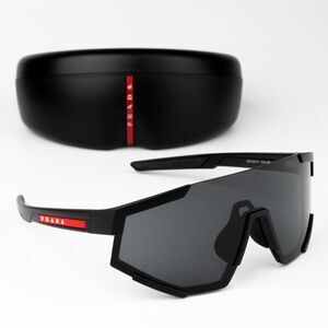 NEW Prada Linea Rossa PS04WSF DG006F Black Rubber Grey Unisex Sunglasses